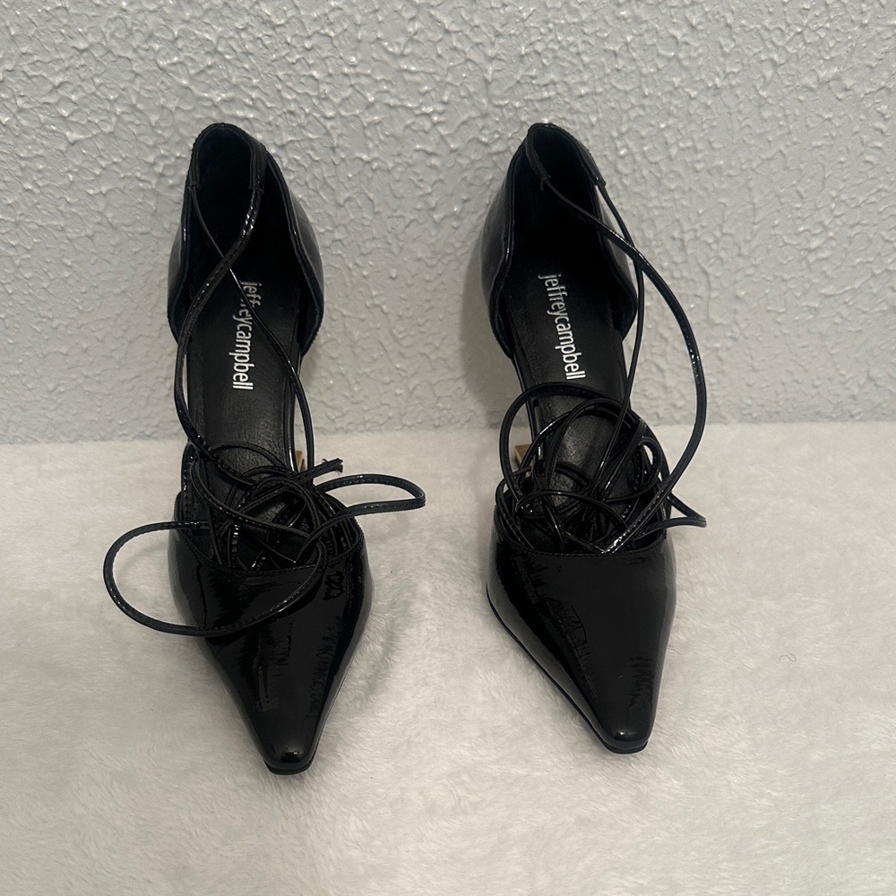 Jeffrey Campbell Demi d'Orsay pump in Black Patent finish with gold- tone Heels - Picture 4 of 15